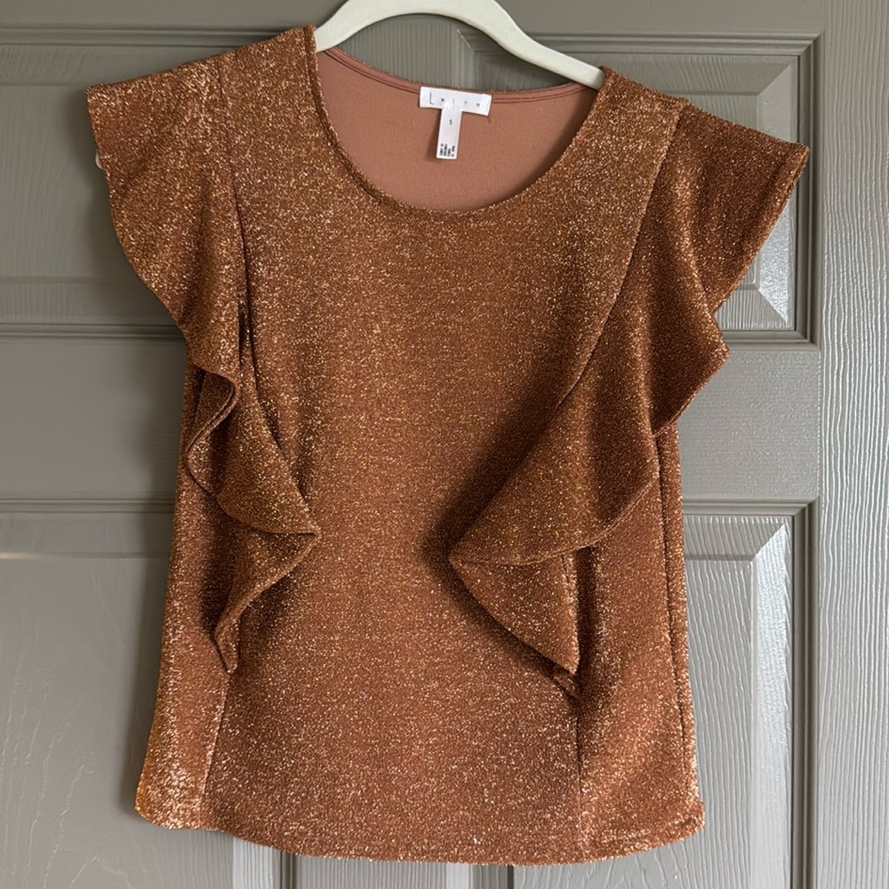 cooper sparkle ruffle sleeve top